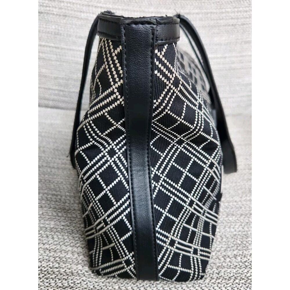 Love Moschino Black & White Knit Geometric Knit Fabric PU Tote Handbag Pre-owned - Picture 4 of 15